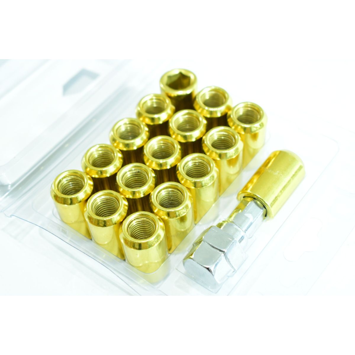 GENERICO - TUERCA DE RUEDA TUBULAR LARGA 16+1 45MM COLOR DORADO 12X125