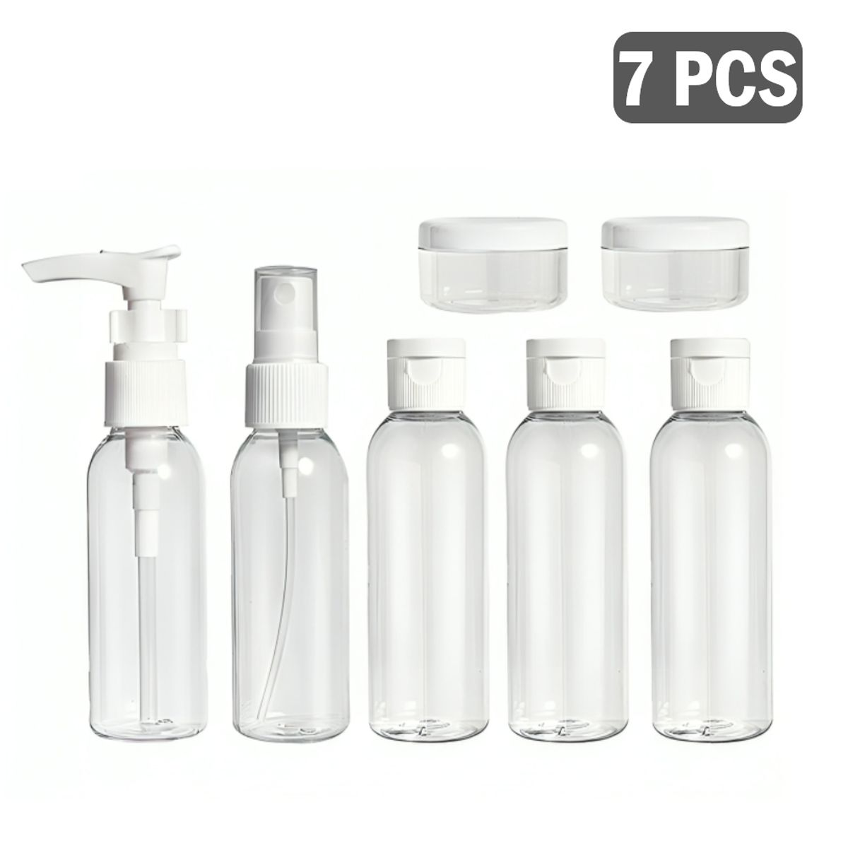 GENERICO - Kit de 7 botellas de viaje contenedores portátiles