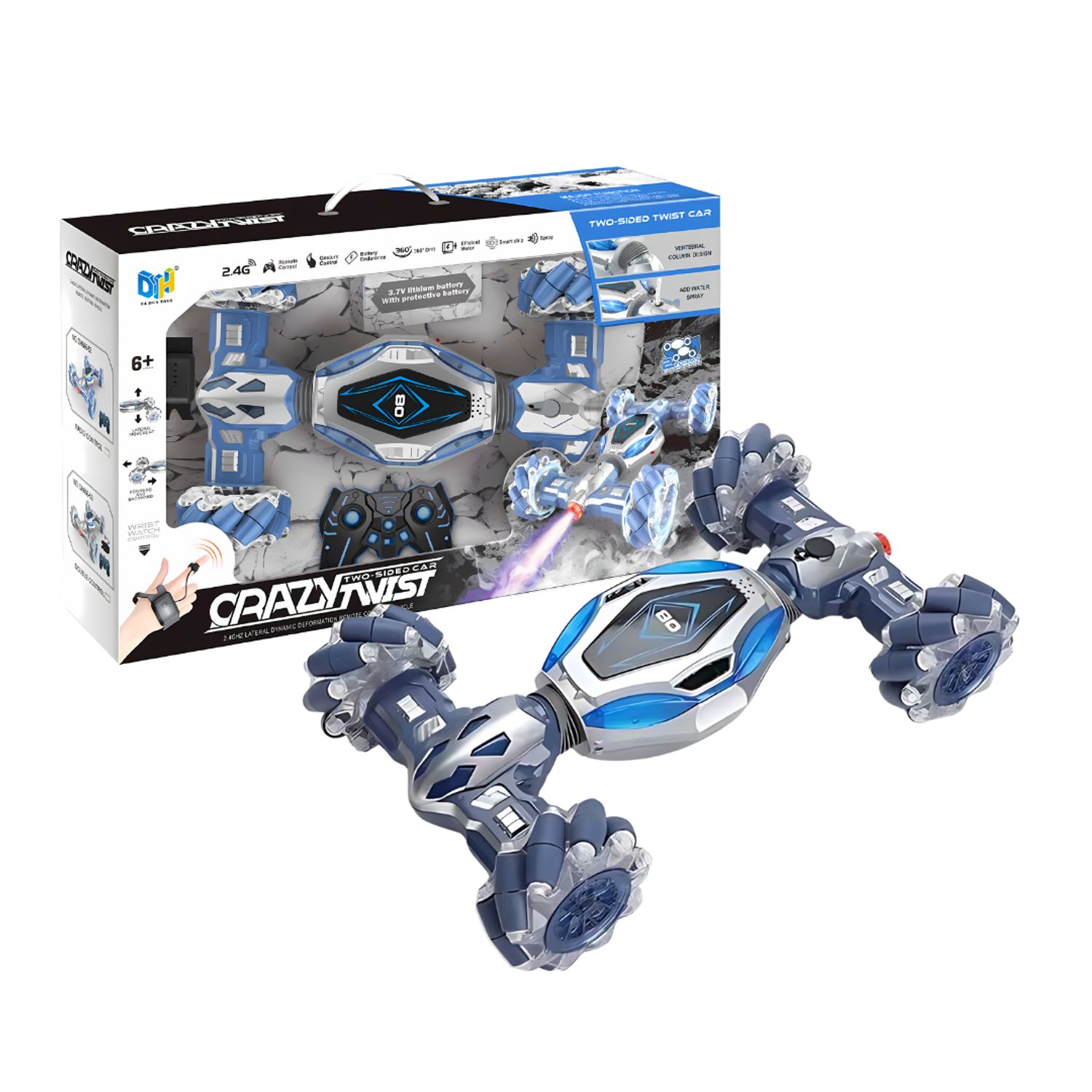 Carro Acrobatico Twist Azul a Control Remoto Musical con Luces