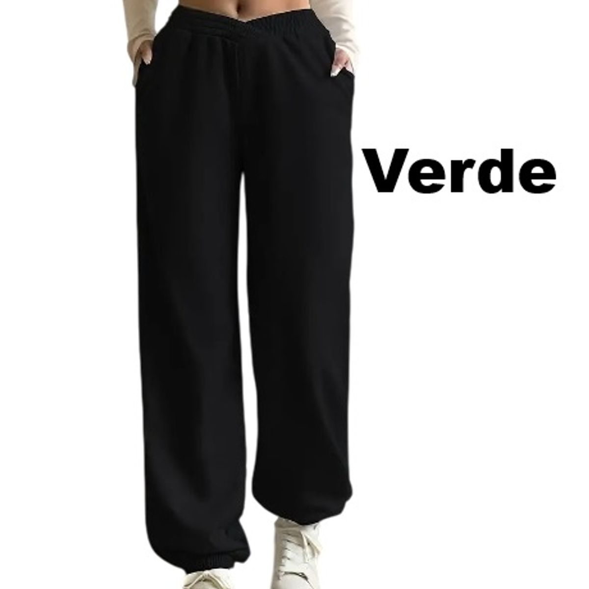 GENERICO - Jogger grueso Invierno M Verde Mujer con Bolsillos