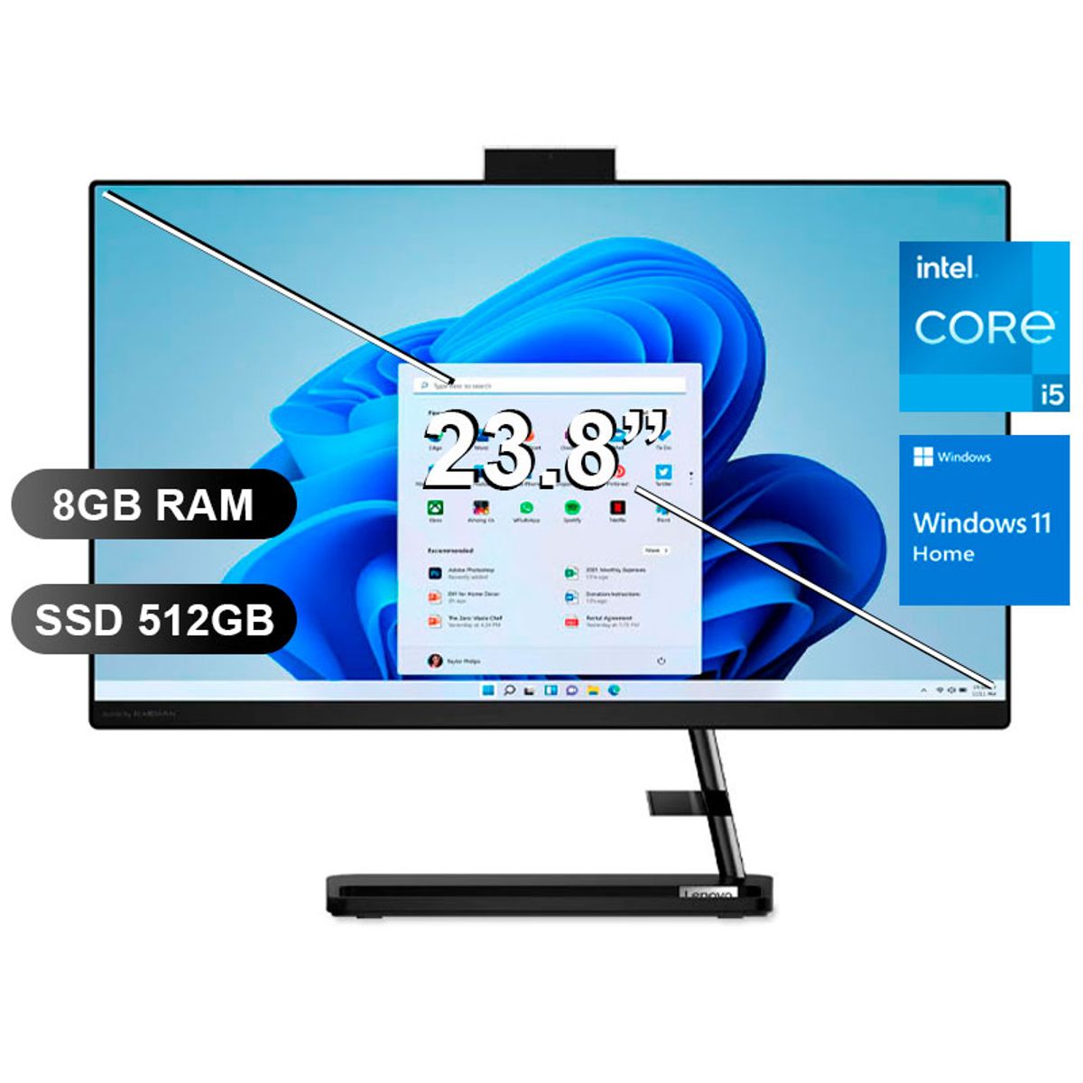 LENOVO - AIO LENOVO IDEACENTRE 3 24IAP7, I5-12450H, 8GB RAM, 512GB SSD, 23.8", W11H (F0GH00VFLD)
