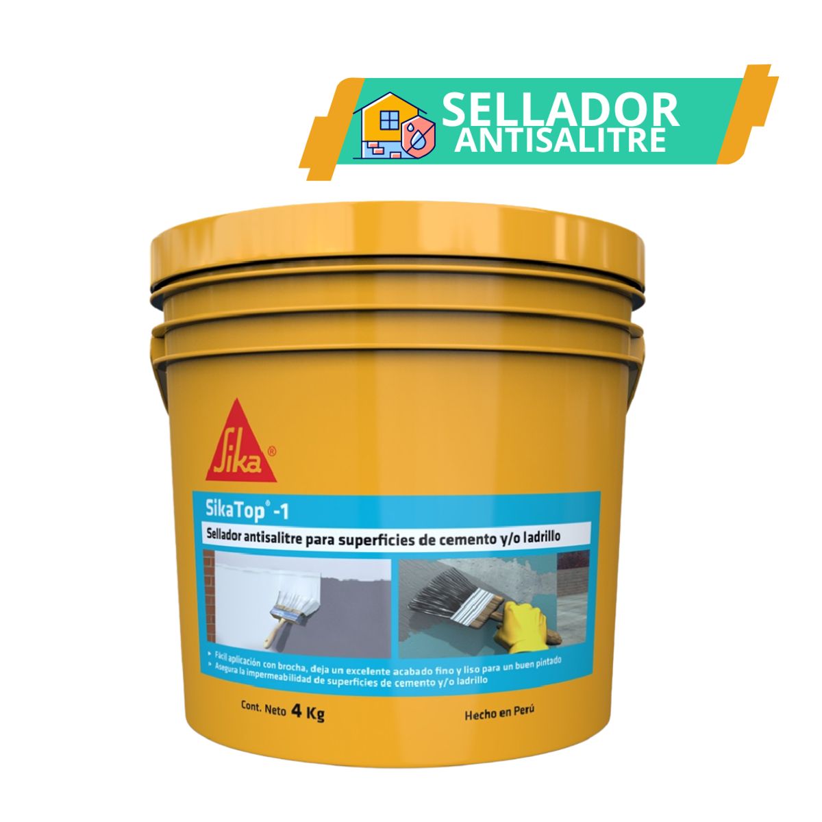 SIKA - Sellador Antisalitre para superficies de Cemento Sika Top 1 Gris x 4kg