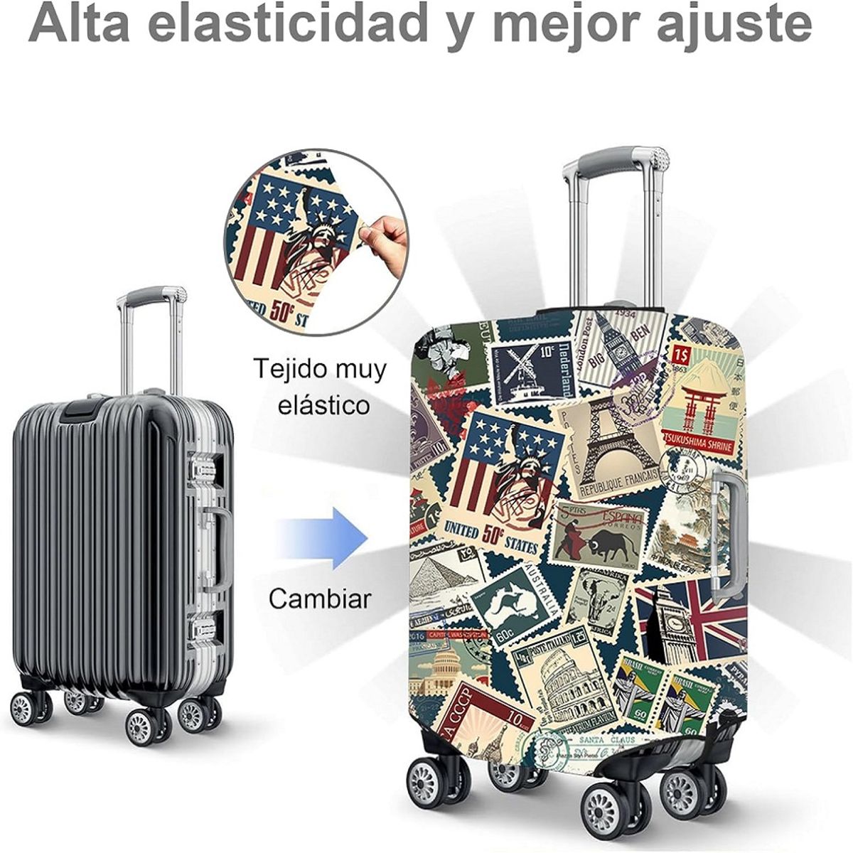 GENERICO - FUNDA PROTECTORA PARA MALETA ANTIRAYAS E IMPERMEABLE TALLA S