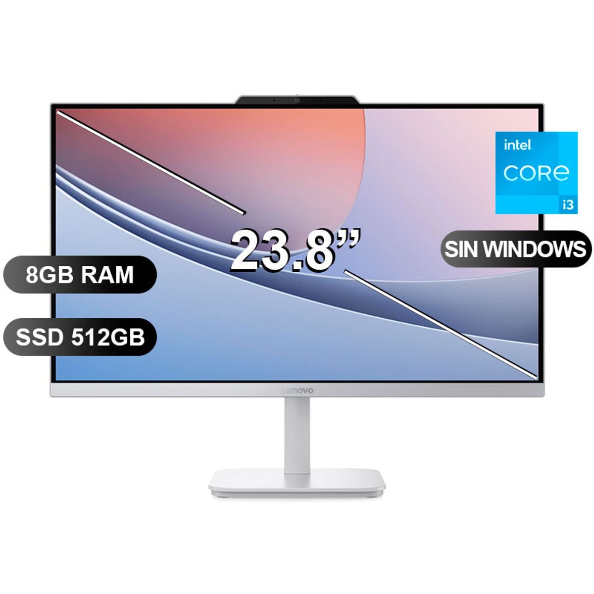 HP - AIO LENOVO A100 I3-N305 8GB RAM 512GB SSD 23,8 SIN WINDOWS F0J6002NLD