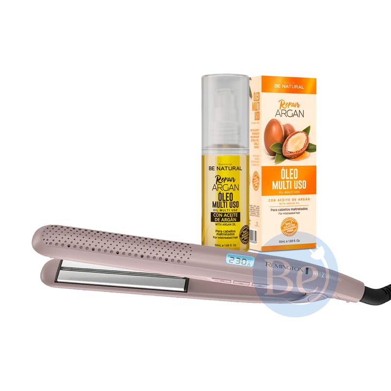 REMINGTON - Combo Alisadora Remington Wet2Straight S27A y Óleo ARGAN Be Natural