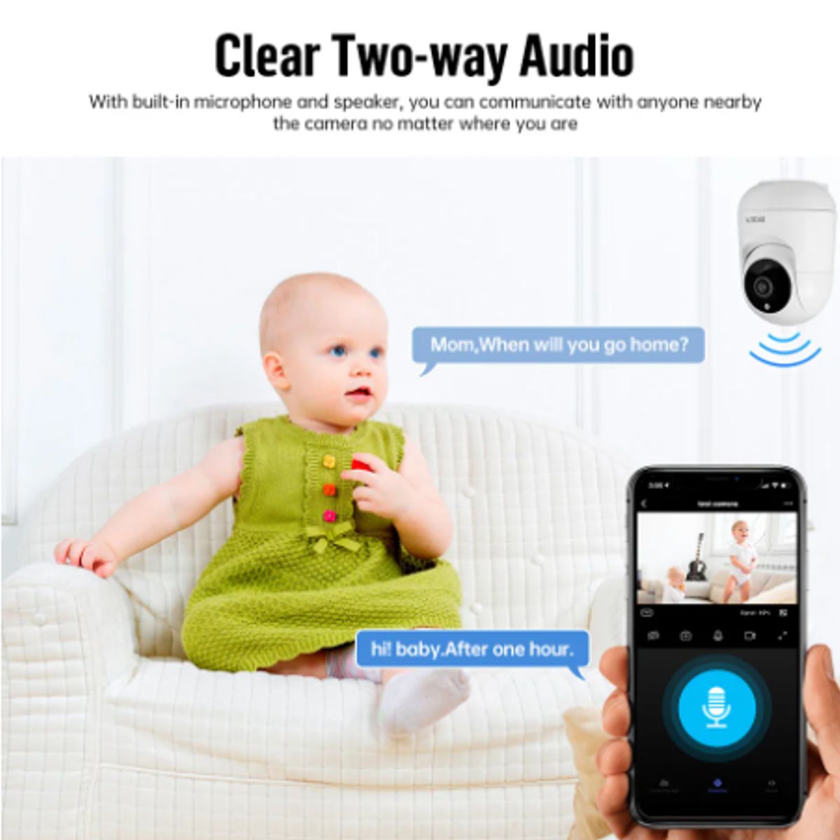 GENERICO - Monitor de Bebé Cámara Ip Wifi 720p Visión Nocturna