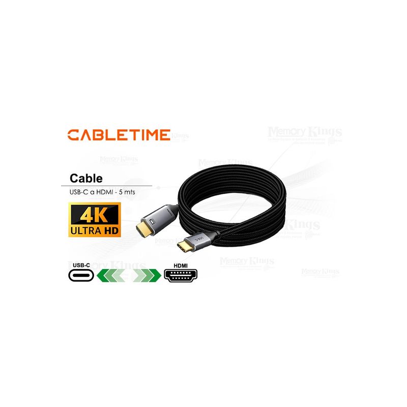 GENERICO - Cable Usb-C A Hdmi 5M Cabletime Cc10P 4K 60Hz - Conexión De Alta Calidad Para Tus Disposit