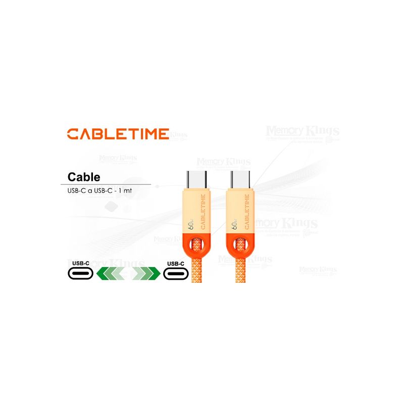 GENERICO - Cable Usb-C A Usb-C Cabletime Cup5H 1M 60W - Conexión Rápida Y Duradera Para Tus Dispositi