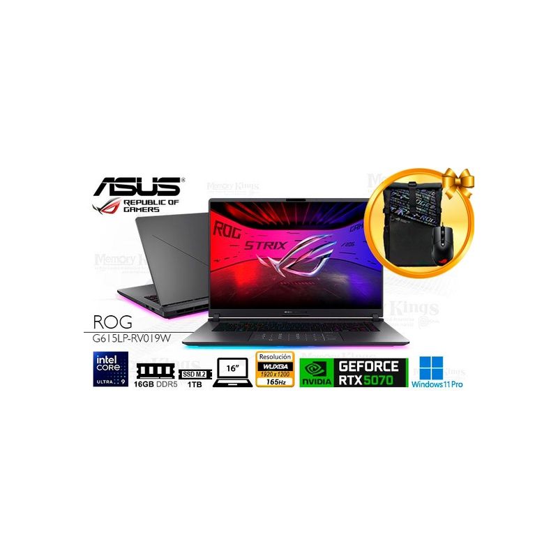 ASUS - Asus Rog Strix G16: Laptop 16" Con Core Ultra 9, 1Tb Ssd Y Geforce Rtx 5070 De 8Gb - Windo
