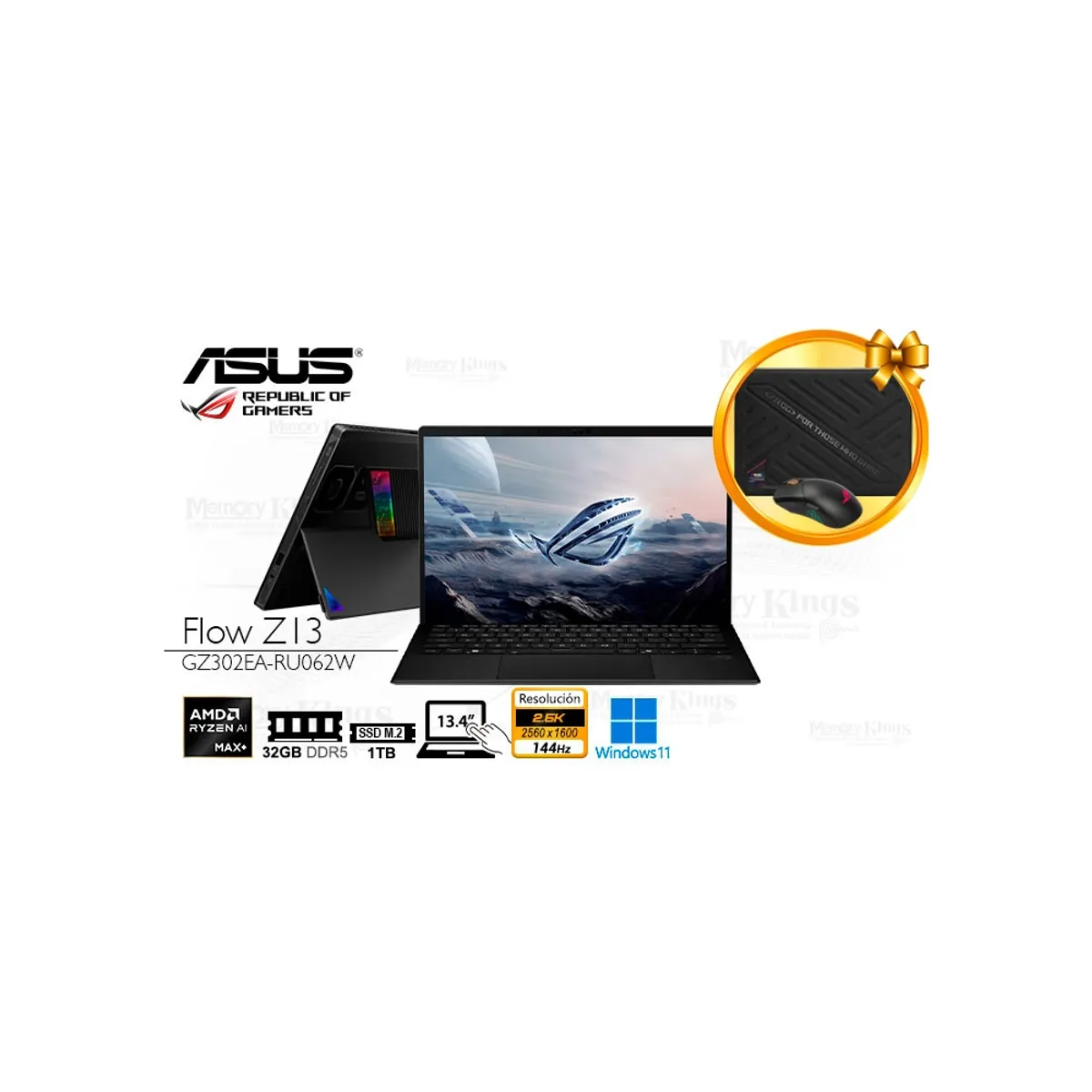 ASUS - Laptop Asus Rog Flow Z13 Gz302Ea-Ru062W 32Gb Ram, 1Tb Ssd, 13.4" Táctil, Ryzen Ai Max+ Y R