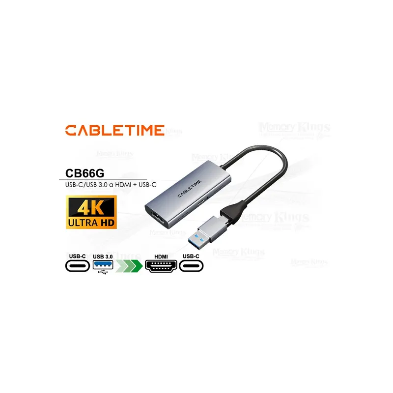 GENERICO - Adaptador Hdmi A Usb-A Y Usb-C Cabletime Cb66G - 100W Alta Velocidad Y Versatilidad Para