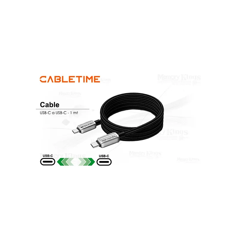GENERICO - Cable Usb-C A Usb-C 1M Cabletime Cu08H 240W Alta Velocidad Color Negro Para Carga Rápid