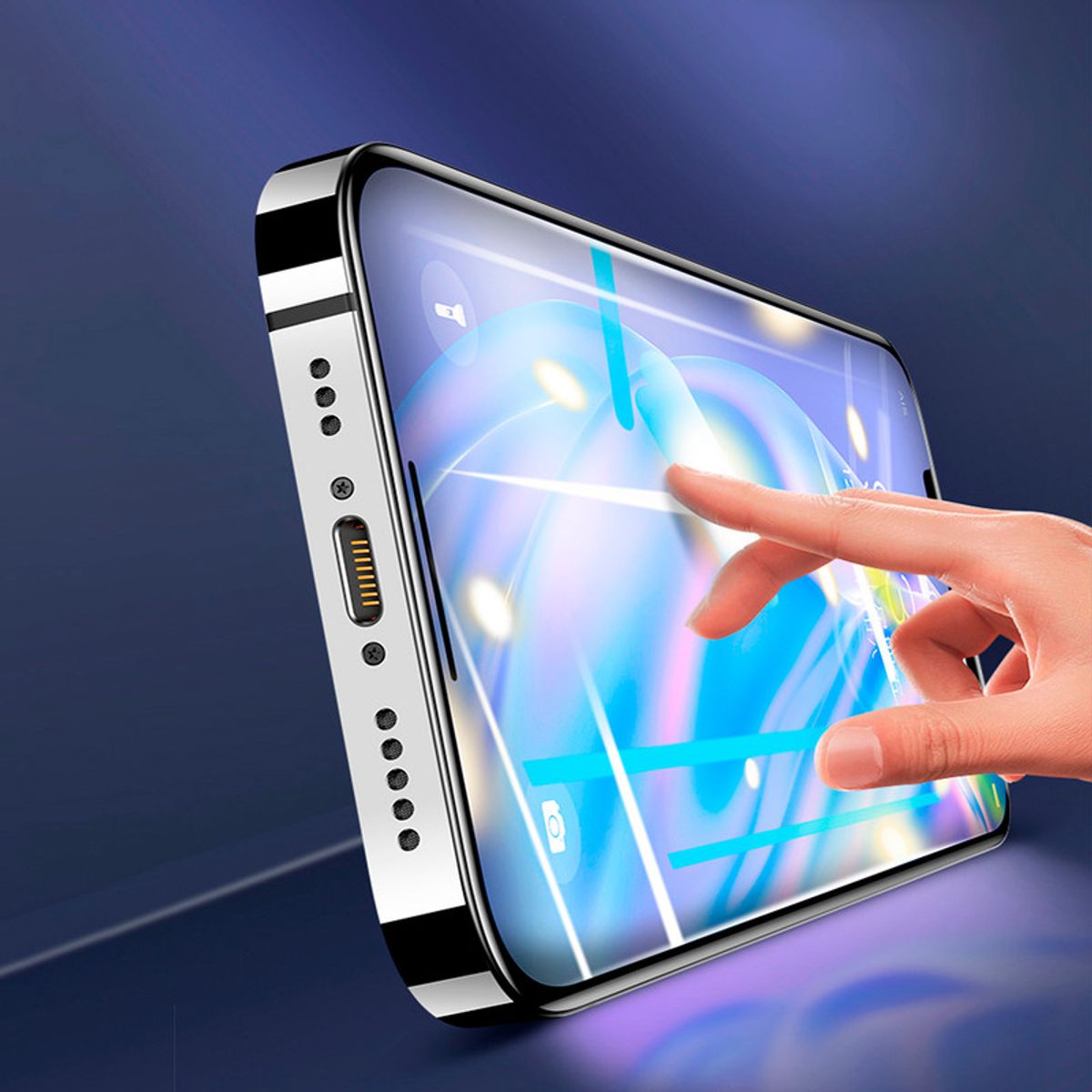 USAMS - Lámina Vidrio Templado para iPhone 12 5.4" marco Negro