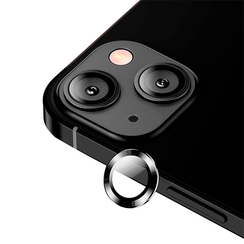 USAMS - Lámina vidrio lente de cámara para iPhone 13 Mini marco Negro