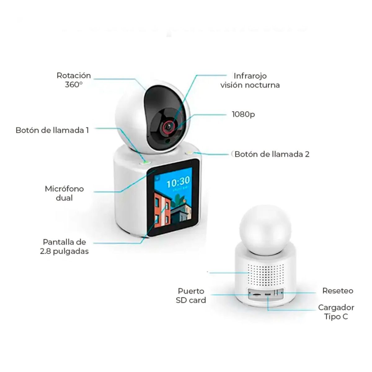 GENERICO - Monitor de Bebe autoseguimiento Pantalla integrada Bidireccional