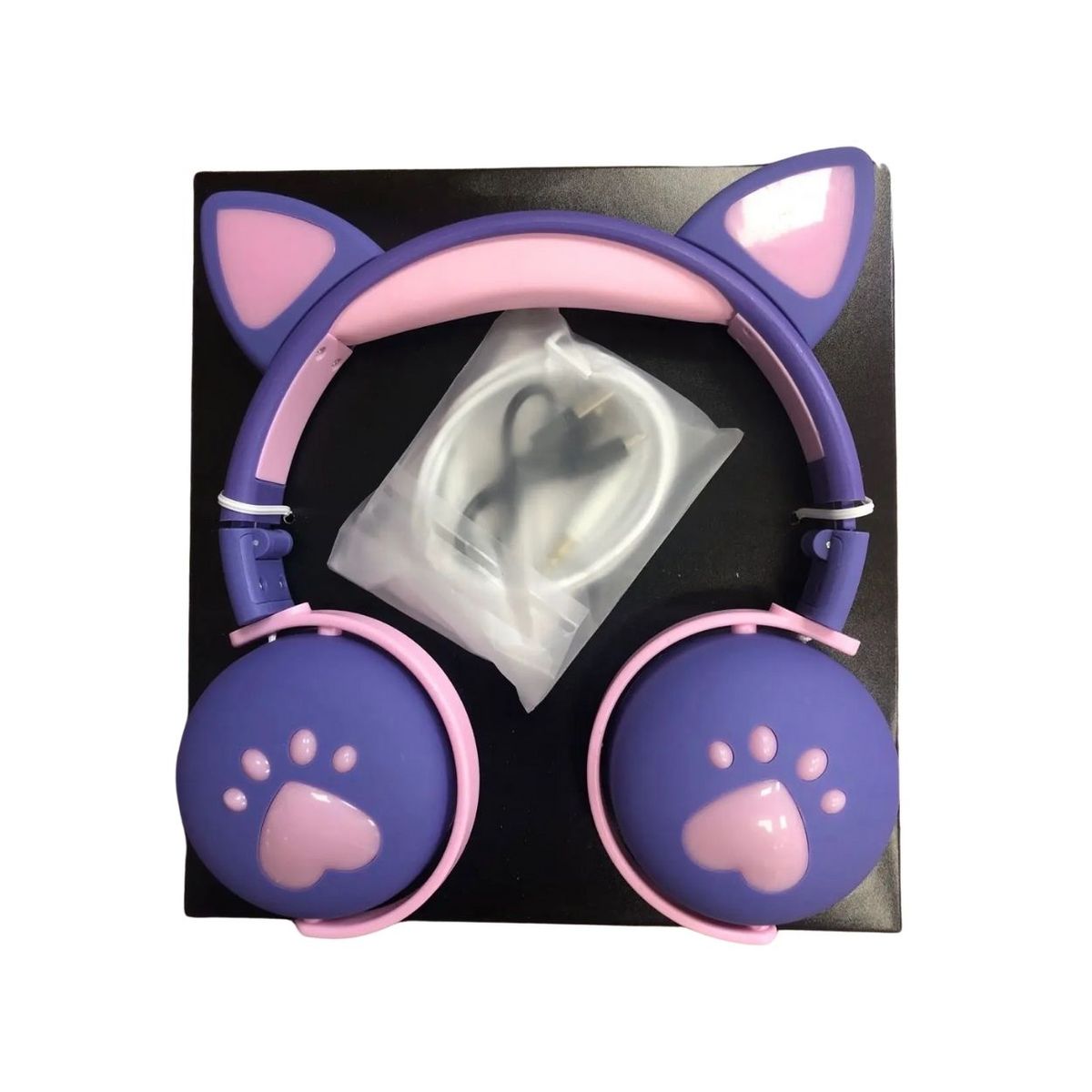 GENERICO - Audífonos Bluetooth Oreja de Gato con Luz LED BK1 Lila