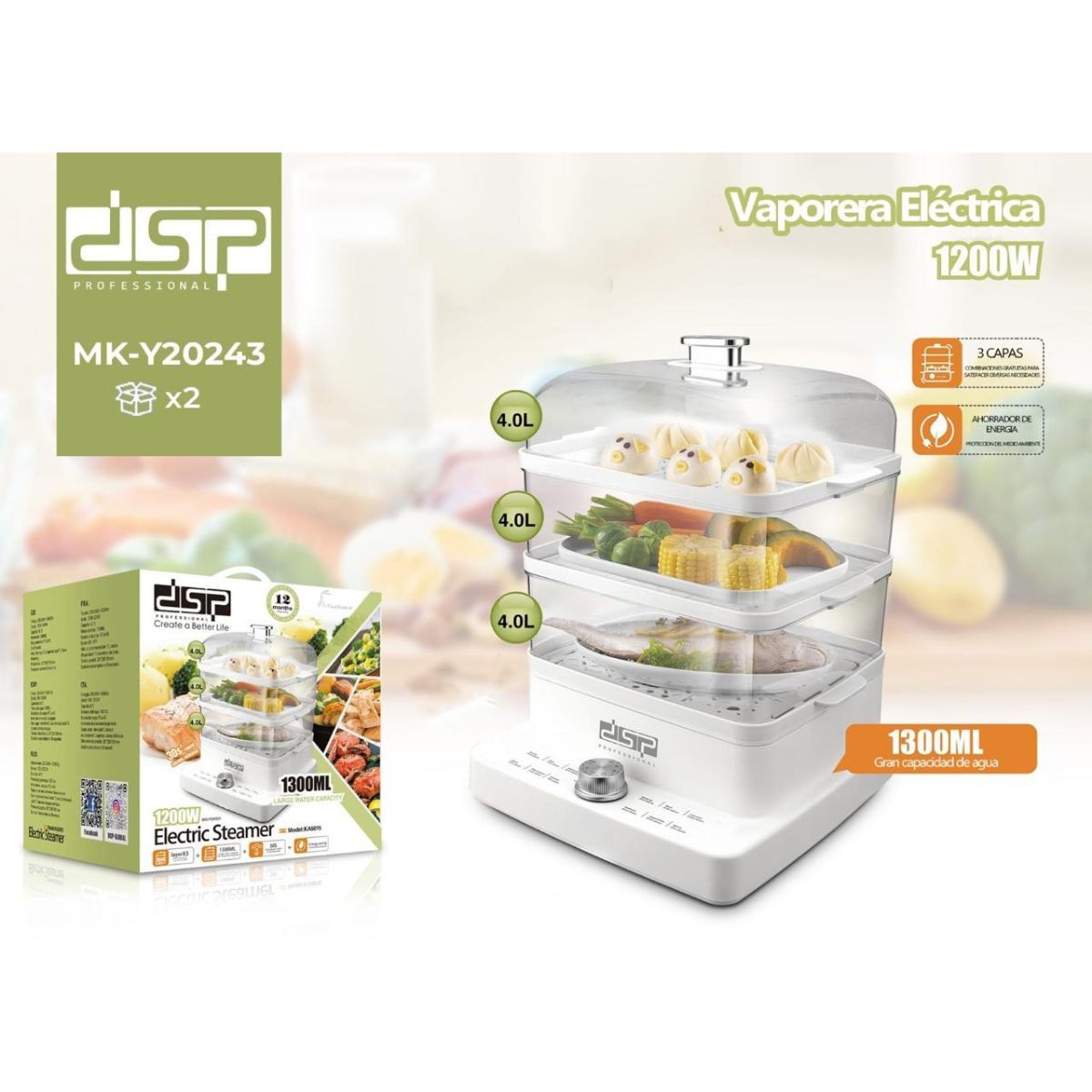 Dsp - Vaporera Eléctrica de 3 Niveles DSP