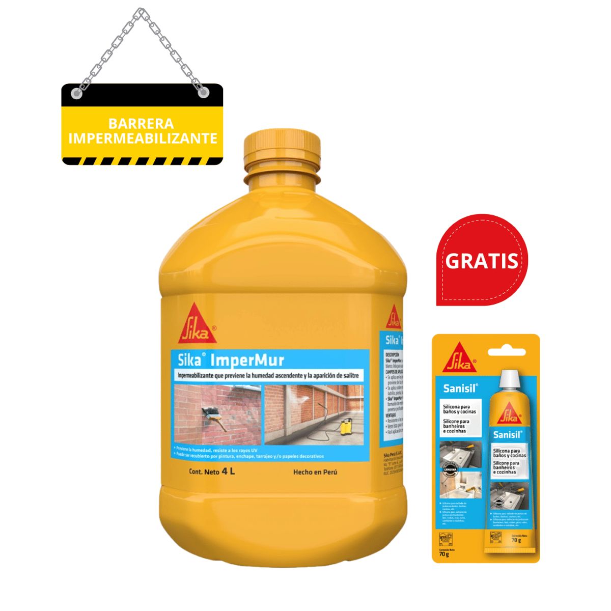 SIKA - Resina contra la humedad Sika Impermur y Salitre x 4L Gratis Sanisil