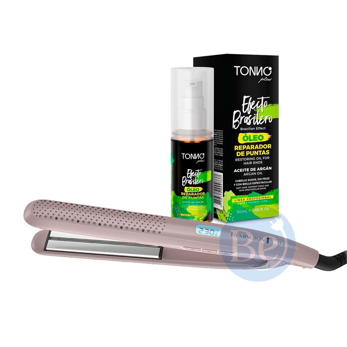 REMINGTON - Combo Alisadora Remington Wet2Straight S27A y Óleo TONNO Plus