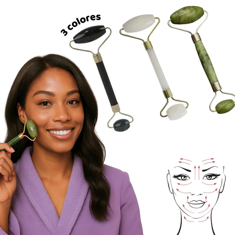 GENERICO - Rodillo Facial Maseajeador de Jade Facial 3 Colores