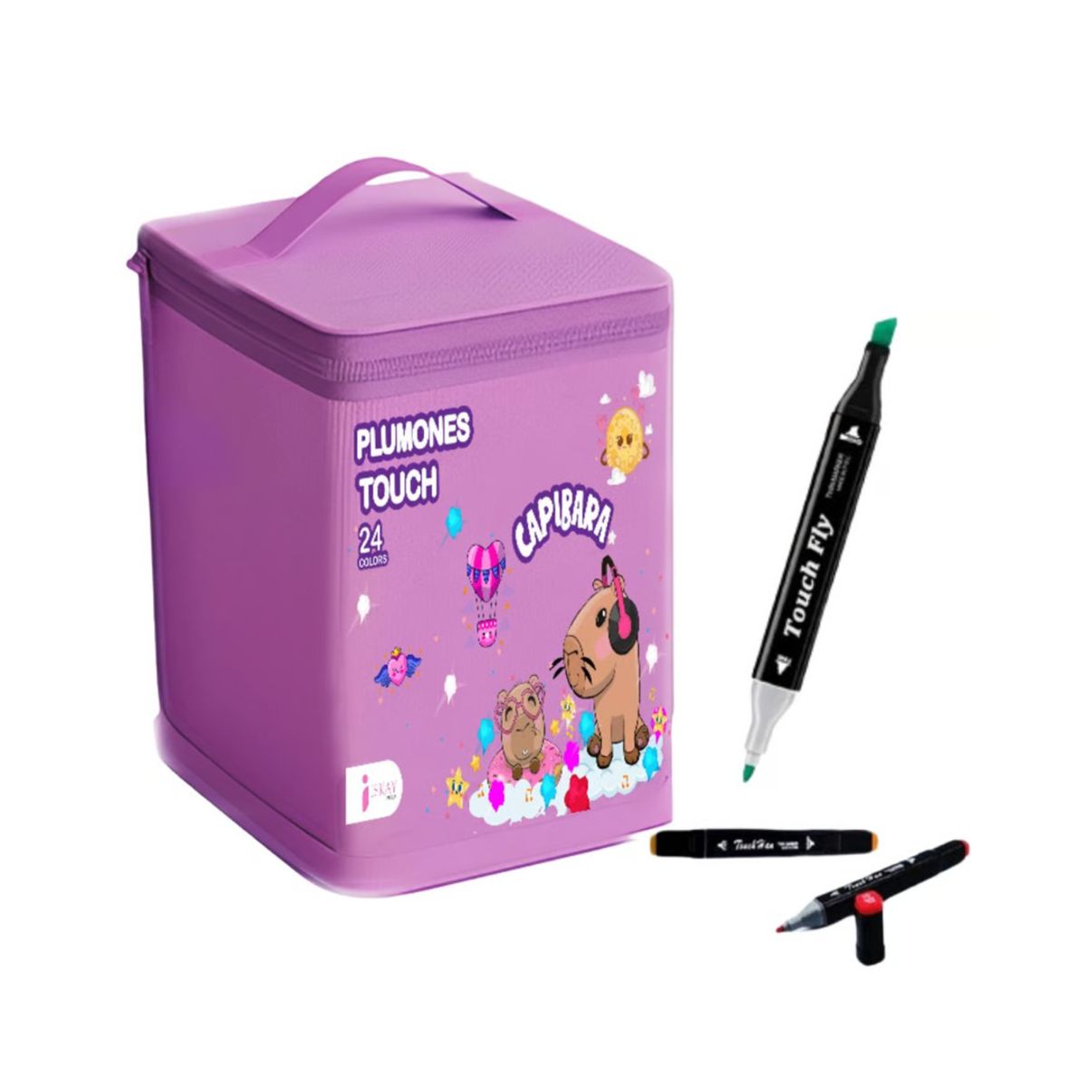 GENERICO - PACK PLUMONES TOUCH 24 COLORES CAPIBARA MORADO Y MARRON