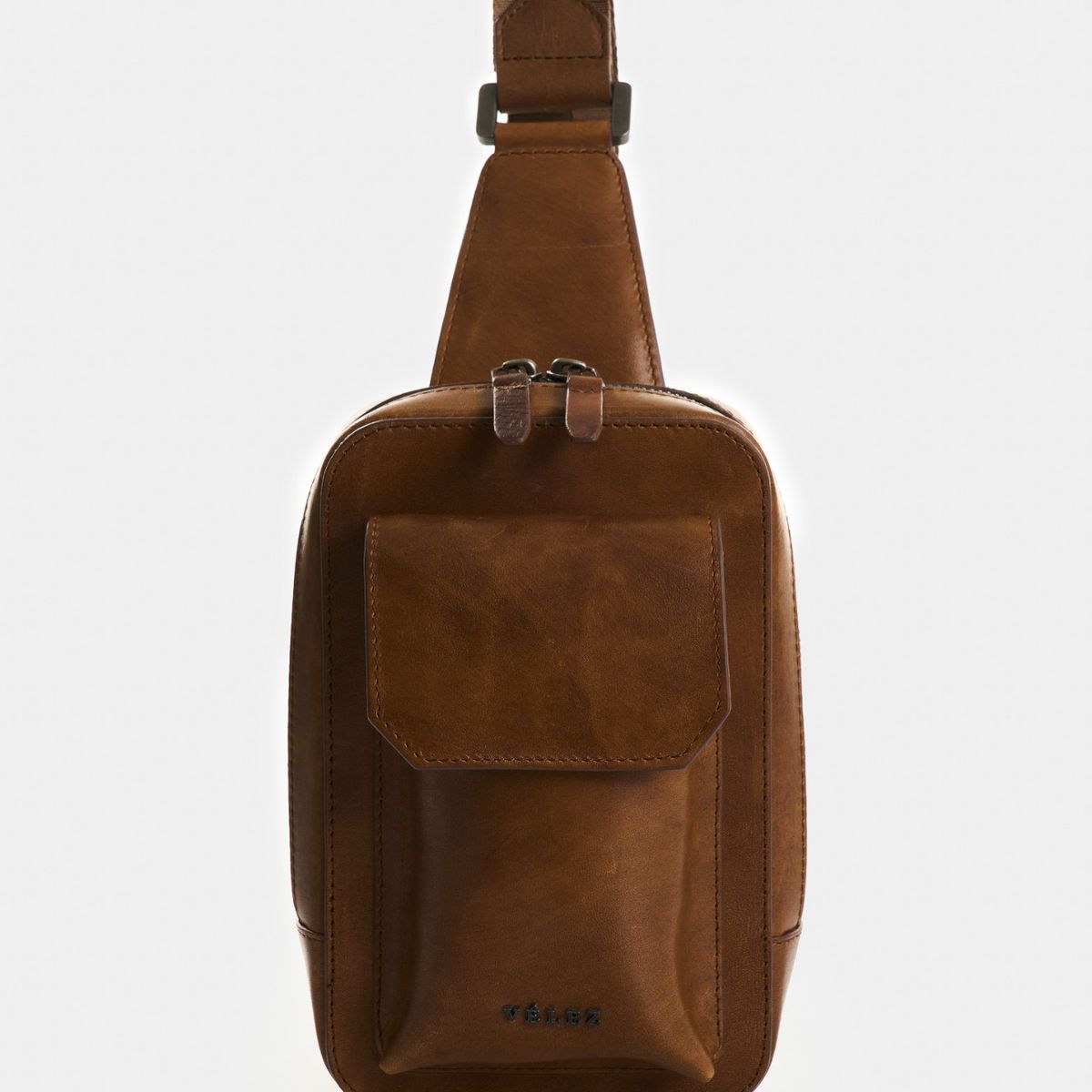 VELEZ - Vélez Manos Libres Lyra De Cuero Hombre Efecto Encerado Miel