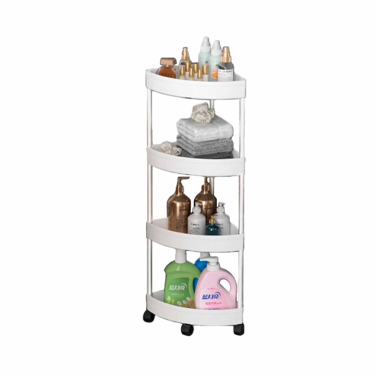 GENERICO - Estante Esquinero de 4 Niveles con Ruedas Color Blanco