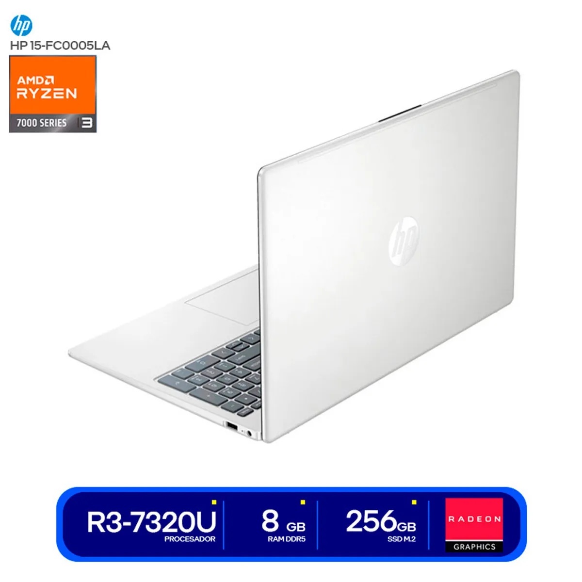 HP - Laptop Hp 15-Fc0005la Amd Ryzen 3 - 7320U, 15.6"Fhd, Ram 8Gb, Ssd 256Gb, Free Dos