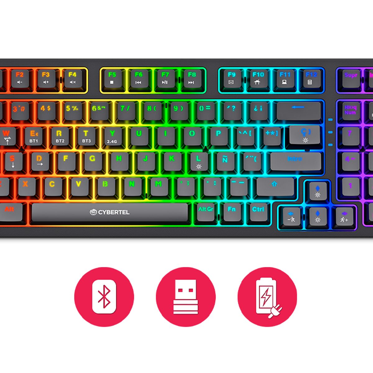 CYBERTEL - Teclado Gamer Mecánico Cybertel STRIKER CBX K1008-3M RGB