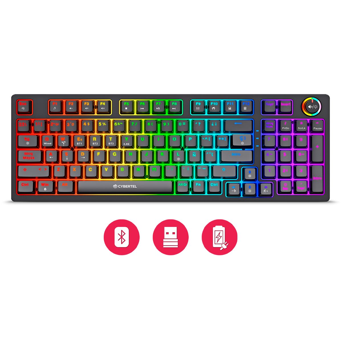 CYBERTEL - Teclado Gamer Mecánico Cybertel STRIKER CBX K1008-3M RGB