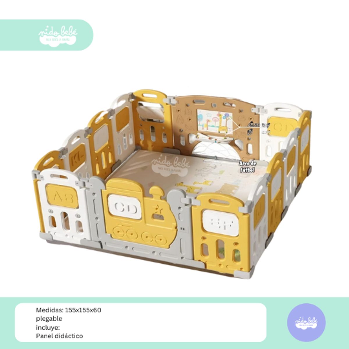 GENERICO - CERCO PLEGABLE DE BEBE TREN COLOR AMARILLO