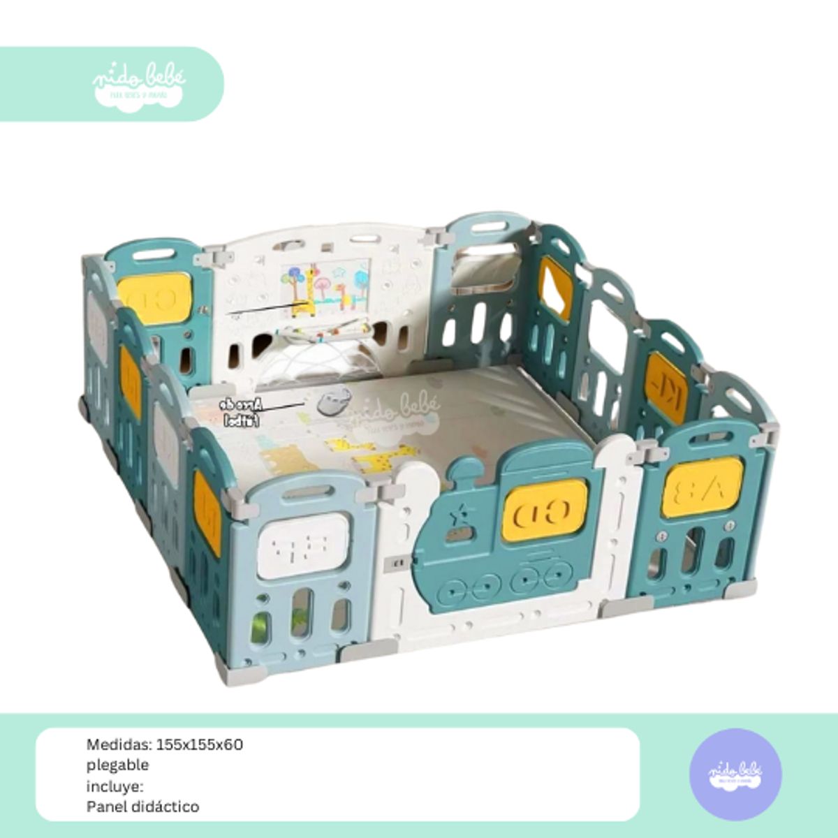 GENERICO - CERCO PLEGABLE DE BEBE TREN COLOR VERDE