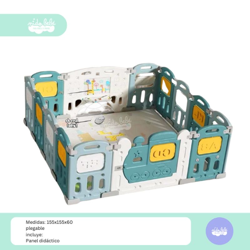 GENERICO - CERCO PLEGABLE DE BEBE TREN COLOR VERDE