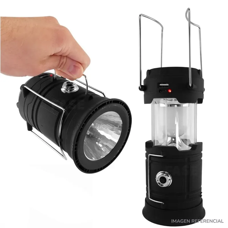 GENERICO - Lámpara Linterna Solar USB Recargable Para Camping NEGRO
