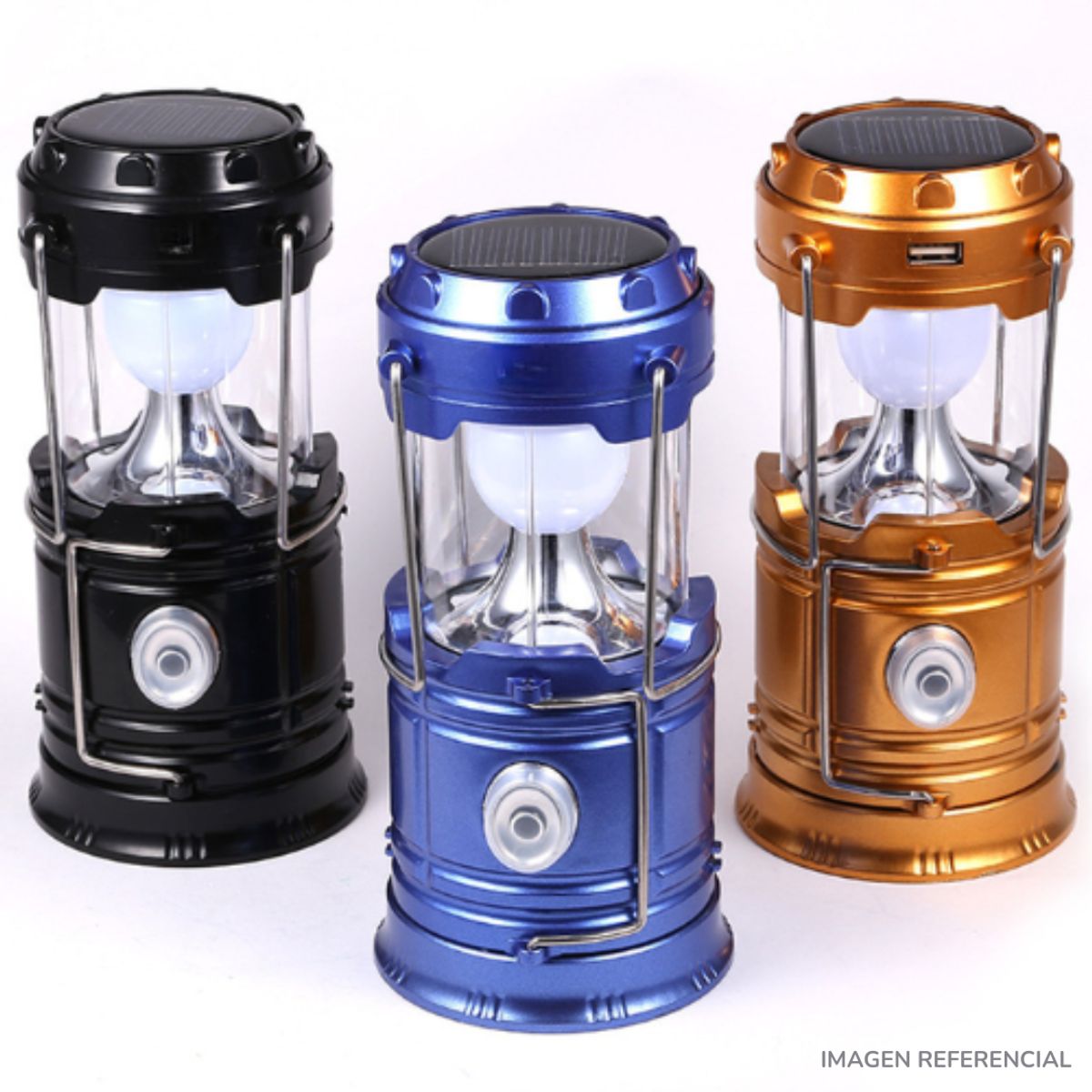 GENERICO - Lámpara Linterna Solar USB Recargable Para Camping NEGRO