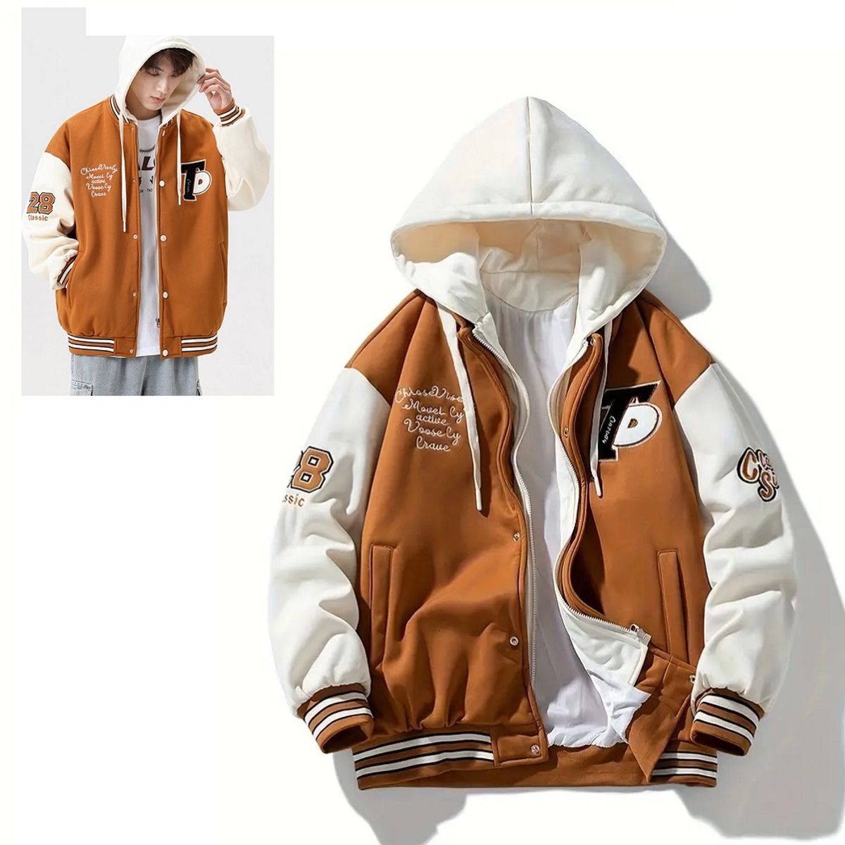 GENERICO - Casaca con capucha chaqueta oversize abrigo para hombre