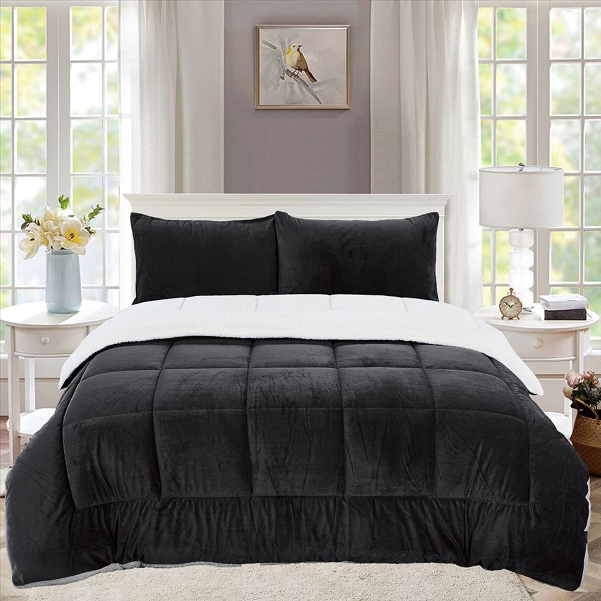 CASATEX - Edredón King Piel de Ángel con Sherpa Premium + Juego de Sábanas