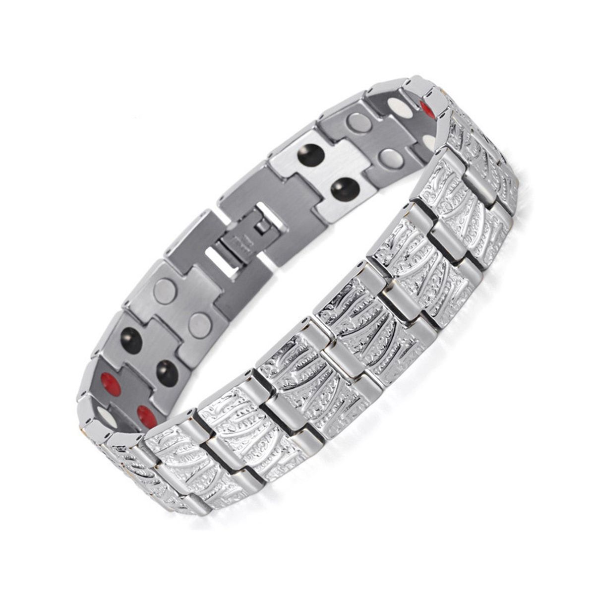 GENERICO - Pulsera de Acero Inoxidable con Imanes - Pulsera Biomagnética