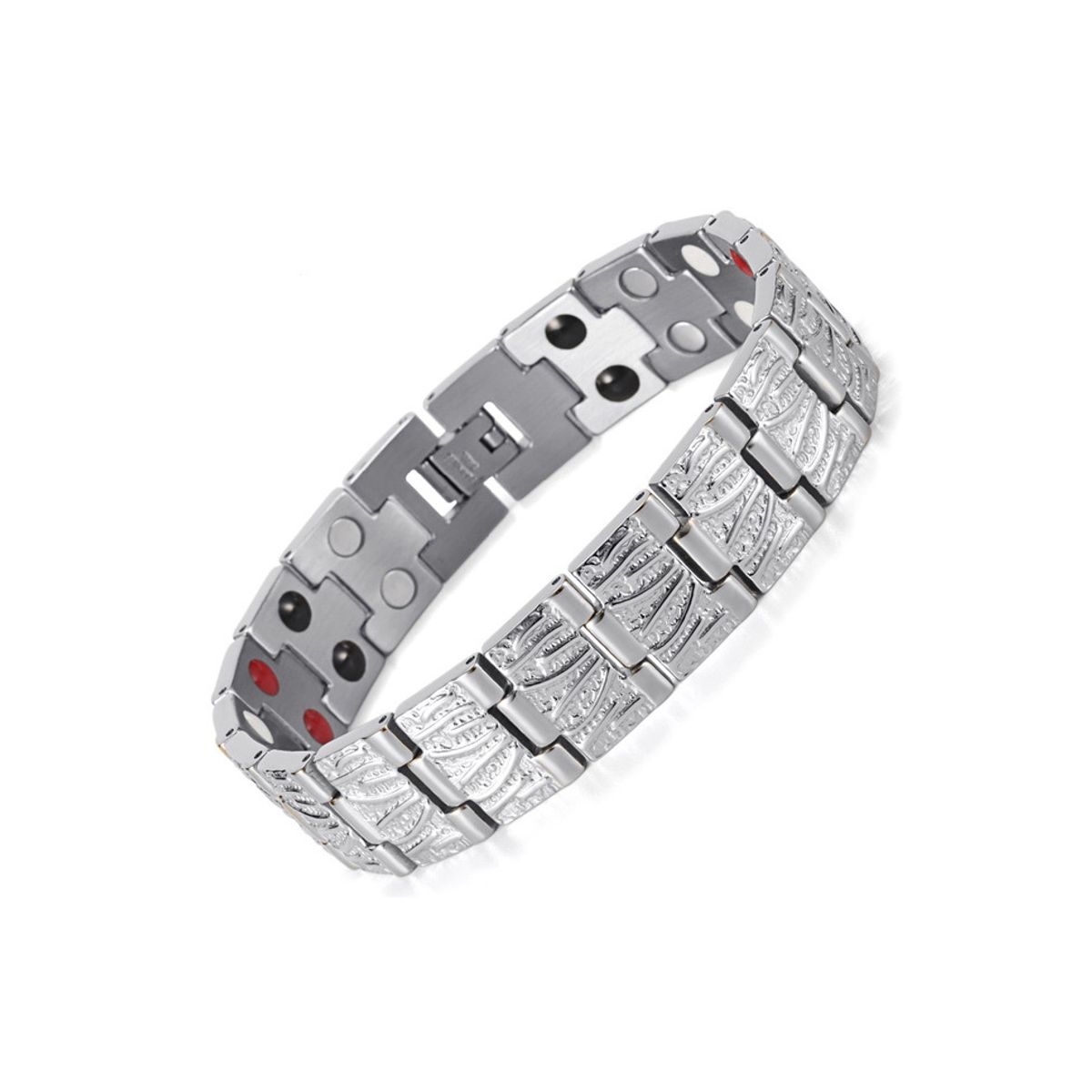 GENERICO - Pulsera de Acero Inoxidable con Imanes - Pulsera Biomagnética