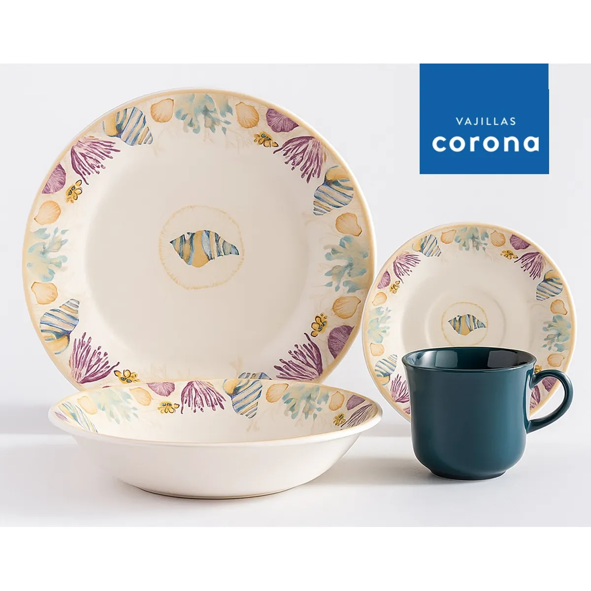 CORONA - Juego de Vajilla CORONA 16 piezas Bahar Original Garantia