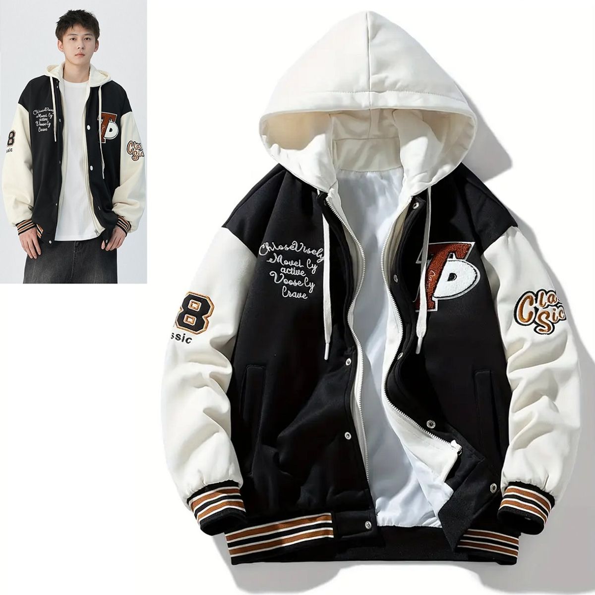 GENERICO - Casaca con capucha chaqueta oversize abrigo para hombre