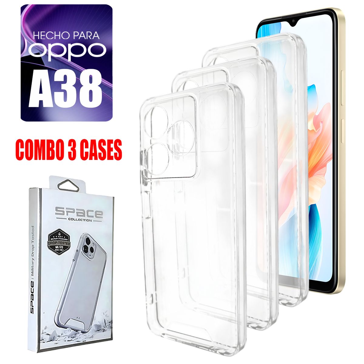 ASIA IMPORT - Combo Case Space Transparente Para Oppo A38