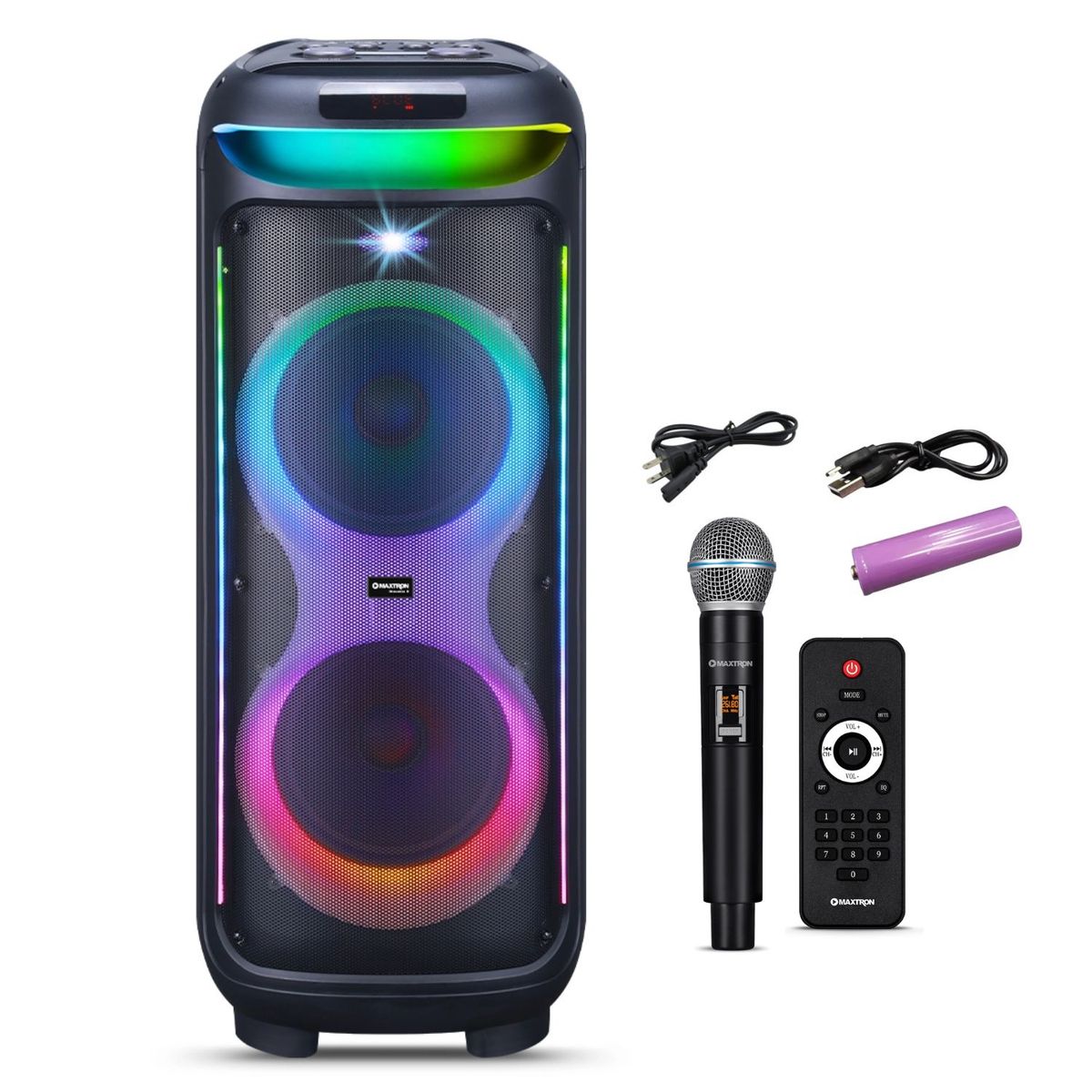 MAXTRON - Torre de audio Maxtron Bravatto MX 805 USB BT TWS LED RGB Micrófono