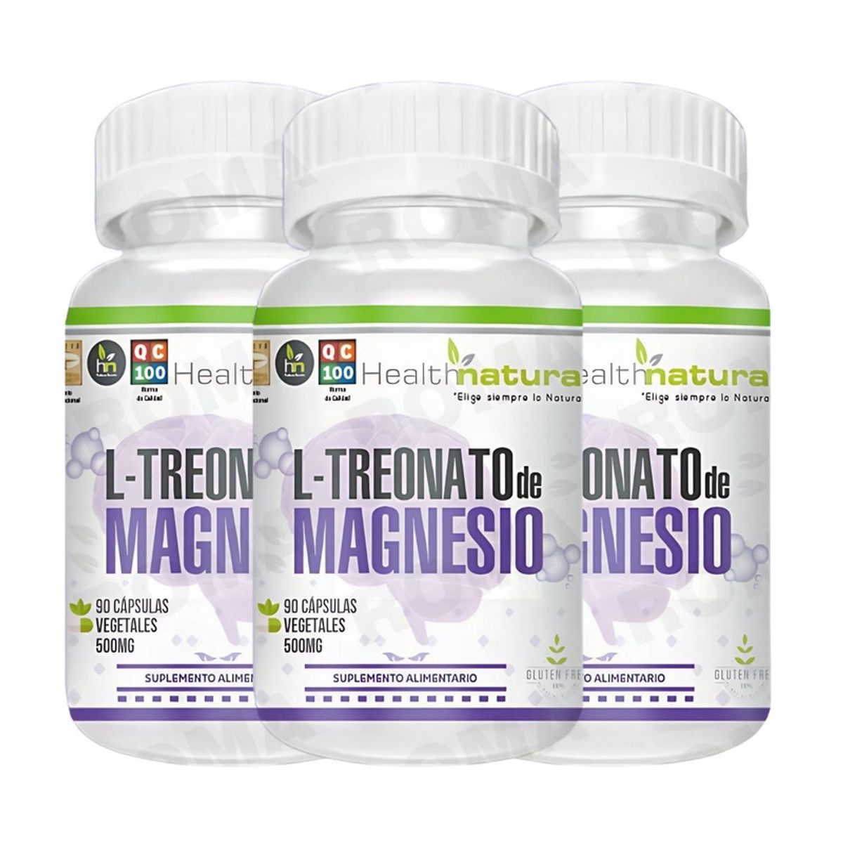 HEALTHNATURAL - PACK 3 L-TREONATO DE MAGNESIO HEALTHNATURAL 1500MG