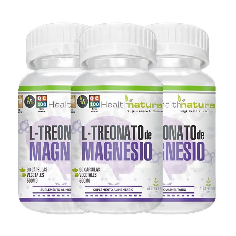 HEALTHNATURAL - PACK 3 L-TREONATO DE MAGNESIO HEALTHNATURAL 1500MG