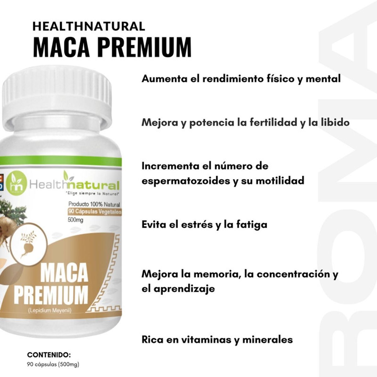HEALTHNATURAL - PACK 3 MACA PREMIUM HEALTHNATURAL 1500MG