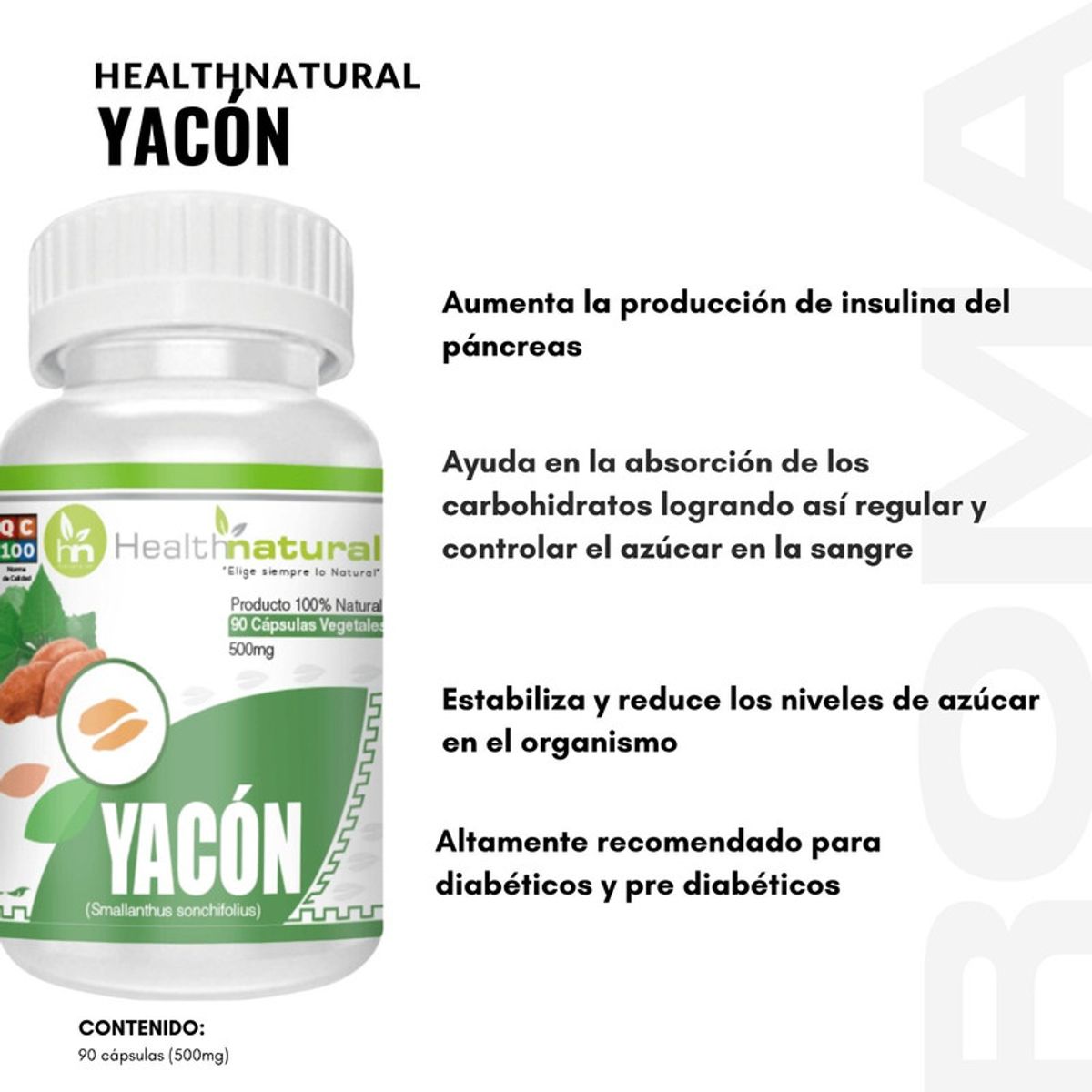 HEALTHNATURAL - YACÓN HEALTHNATURAL 500MG