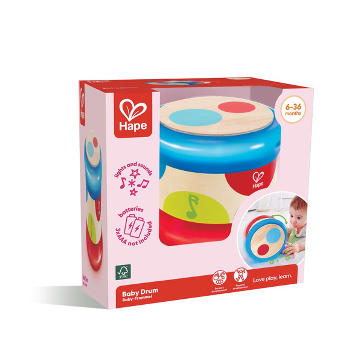 HAPE - Tambor de madera interactivo para bebé
