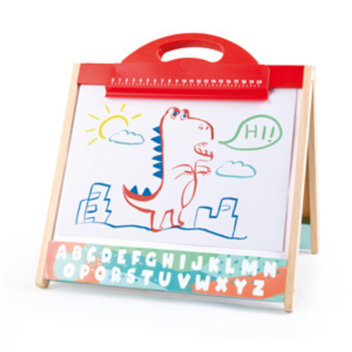 HAPE - Pizarra para mesa doble cara tiza y plumón con accesorios