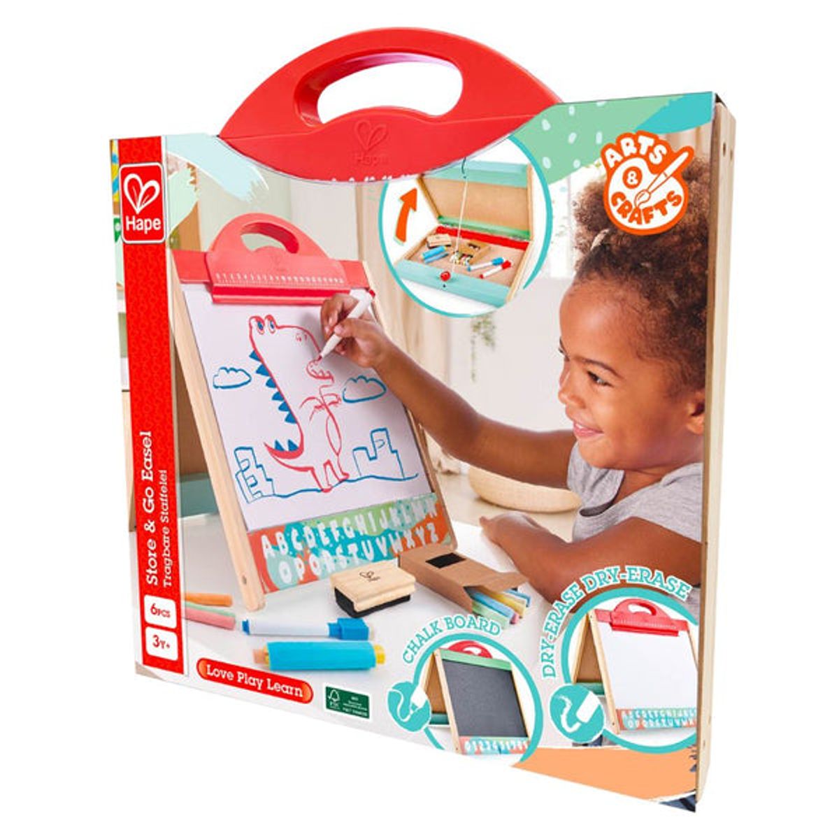 HAPE - Pizarra para mesa doble cara tiza y plumón con accesorios